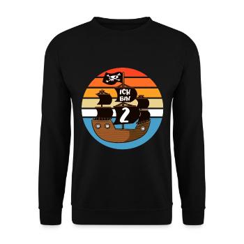 Kinder 2 Jahre Geburtstag Junge Totenkopf Pirat - Unisex Pullover - Schwarz - Vorne - Alina (178cm) & Michal (187cm)
