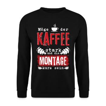 Kaffeetrinker Spruch Kaffee Montag morgen Arbeit - Unisex Pullover - Schwarz - Vorne - Alina (178cm) & Michal (187cm)