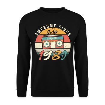 1980 Juli Geschenkidee - Unisex Pullover - Schwarz - Vorne - Alina (178cm) & Michal (187cm)