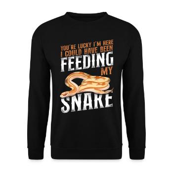 Snake Serpent Vintage YouRe Lucky - Unisex Pullover - Schwarz - Vorne - Alina (178cm) & Michal (187cm)