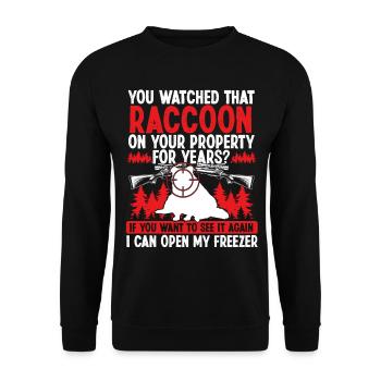 Raccoon Removal Technician Funny Raccoon Hunter - Unisex Pullover - Schwarz - Vorne - Alina (178cm) & Michal (187cm)