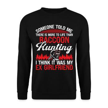 Raccoon Slayer Ex Raccoon Removal Technician - Unisex Pullover - Schwarz - Vorne - Alina (178cm) & Michal (187cm)