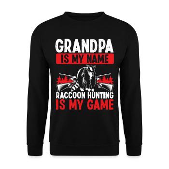 Grand-père Raton laveur Chasse Drôle De Raton Laveur Tueur - Sweat-shirt Unisexe - noir - Devant - Alina (178cm) & Michal (187cm)