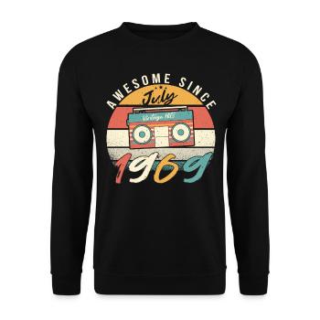 Retro Rekorder 1969 Juli - Unisex Pullover - Schwarz - Vorne - Alina (178cm) & Michal (187cm)