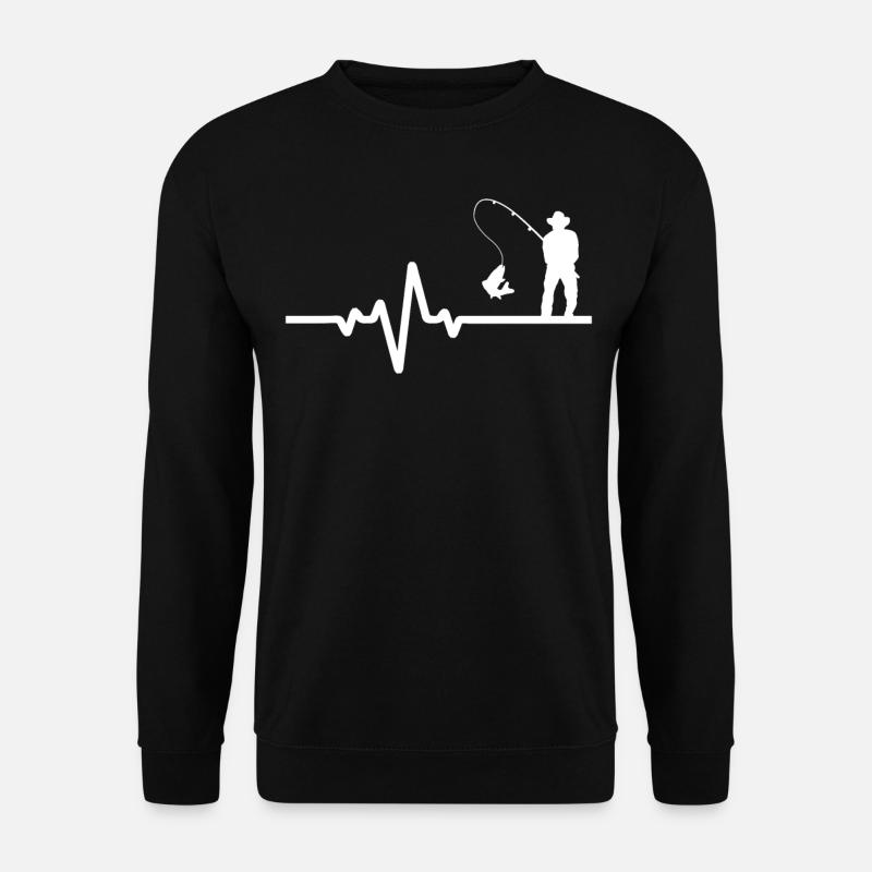 Pêcheur amateur avec ligne ECG - Sweat-shirt Unisexe - noir