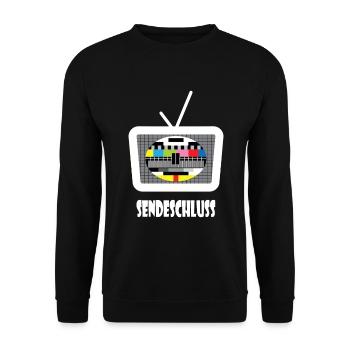 Testbild Sendschluss 80er 90er Jahre Motto Party - Unisex Pullover - Schwarz - Vorne - Alina (178cm) & Michal (187cm)
