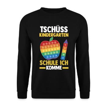 Tschüss Kindergarten Schüler Einschulung Schulanfa - Unisex Pullover - Schwarz - Vorne - Alina (178cm) & Michal (187cm)