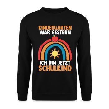 Schulkind Schüler Regenbogen Einschulung Schulanfa - Unisex Pullover - Schwarz - Vorne - Alina (178cm) & Michal (187cm)