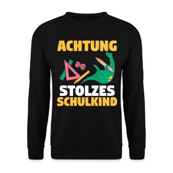Dinosaurier Schulkind Schüler Schulanfang Einschul - Unisex Pullover - Schwarz - Vorne - Alina (178cm) & Michal (187cm)