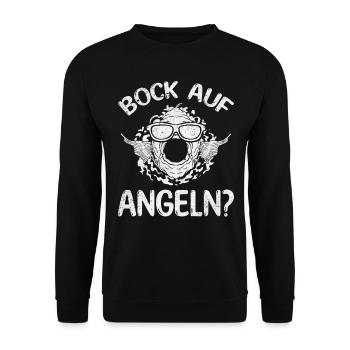 Bock auf Angeln? Fischen Angler Fischer Forellen - Unisex Pullover - Schwarz - Vorne - Alina (178cm) & Michal (187cm)