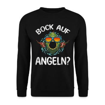 Fisch Angler Fischer Forellen Angeln - Bock auf - Unisex Pullover - Schwarz - Vorne - Alina (178cm) & Michal (187cm)