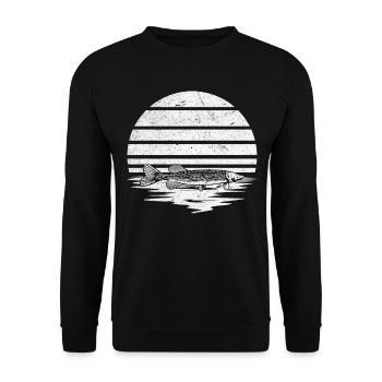 Gar Fishing Garfishing Sonnenuntergang Hornhecht - Unisex Pullover - Schwarz - Vorne - Alina (178cm) & Michal (187cm)