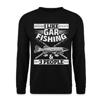 Ich mag Gar Fishing & 3 Personen Garfishes Garfish - Unisex Pullover - Schwarz - Vorne - Alina (178cm) & Michal (187cm)
