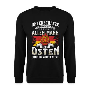 Ostdeutschland Geschenk Osten Ossi DDR Ostalgie - Unisex Pullover - Schwarz - Vorne - Alina (178cm) & Michal (187cm)