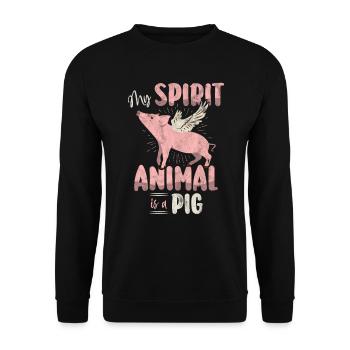 Schwein - Unisex Pullover - Schwarz - Vorne - Alina (178cm) & Michal (187cm)