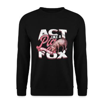 Pig Gift Piglet Kids Piglet Pig Pig - Unisex Sweatshirt - black - Front - Alina (178cm) & Michal (187cm)