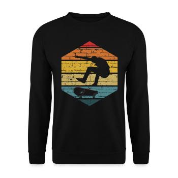 Skater Skateboard Gift Halfpipe Sk8 Ollie - Unisex Sweatshirt - black - Front - Alina (178cm) & Michal (187cm)