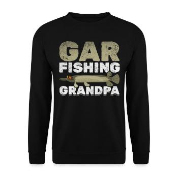 Hornhecht Angeln Opa Garfishing Gar Fishing Opa - Unisex Pullover - Schwarz - Vorne - Alina (178cm) & Michal (187cm)