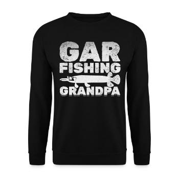 Gar Fishing Opa Hornhecht Angeln Opa Garfishing - Unisex Pullover - Schwarz - Vorne - Alina (178cm) & Michal (187cm)