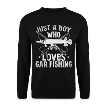 Garfishing Hornhecht Angeln Nur ein Junge, der Gar - Unisex Pullover - Schwarz - Vorne - Alina (178cm) & Michal (187cm)