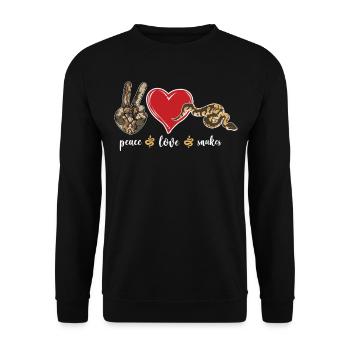 Snake Serpent Peace Love Snakes - Unisex Pullover - Schwarz - Vorne - Alina (178cm) & Michal (187cm)