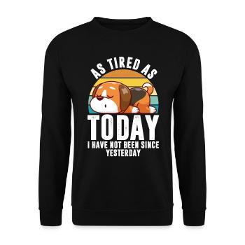Tired Funny Sayings Lazy Corgi Pet Animal Dog - Unisex Sweatshirt - black - Front - Alina (178cm) & Michal (187cm)