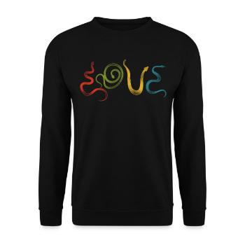 Snake Serpent Vintage Love - Unisex Pullover - Schwarz - Vorne - Alina (178cm) & Michal (187cm)