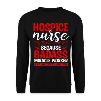 Infirmière en soins palliatifs Faiseur de miracles Soins infirmiers Essentiels - Sweat-shirt Unisexe - noir - Devant - Alina (178cm) & Michal (187cm)