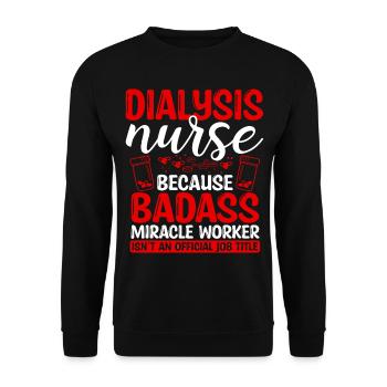 Infirmière en dialyse Faiseur de miracles Soins infirmiers Essentiels - Sweat-shirt Unisexe - noir - Devant - Alina (178cm) & Michal (187cm)