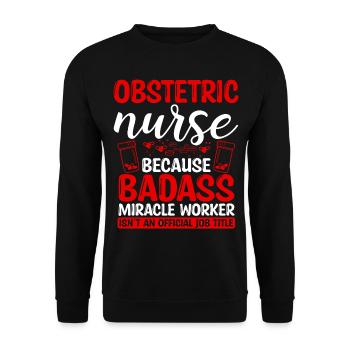 Infirmière en obstétrique Faiseur de miracles Soins infirmiers Essentiels - Sweat-shirt Unisexe - noir - Devant - Alina (178cm) & Michal (187cm)