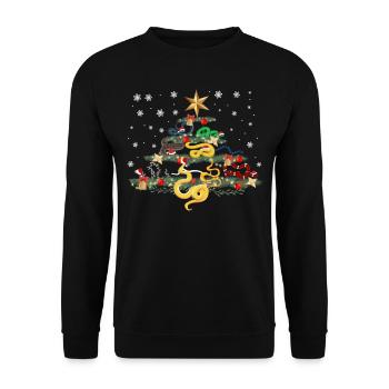 Snake Serpent Christmas Tree - Unisex Pullover - Schwarz - Vorne - Alina (178cm) & Michal (187cm)