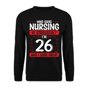 26 Birthday Nurses 26 Years Old Nurse for Work - Unisex Pullover - Schwarz - Vorne - Alina (178cm) & Michal (187cm)