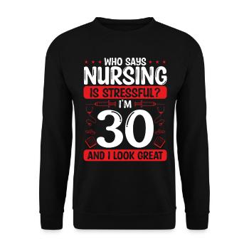 30 Anniversaire Infirmières 30 ans Infirmière au travail - Sweat-shirt Unisexe - noir - Devant - Alina (178cm) & Michal (187cm)