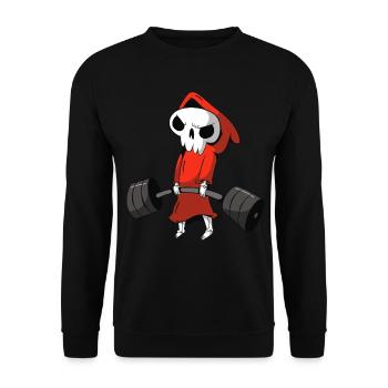 Weightlifting Weight Training Sports Fitness Cartoon - Unisex Sweatshirt - black - Front - Alina (178cm) & Michal (187cm)