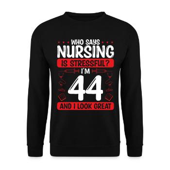44 Birthday Nurses 44 Years Old Nurse for Work - Unisex Pullover - Schwarz - Vorne - Alina (178cm) & Michal (187cm)