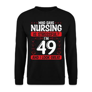 49 Birthday Nurses 49 Years Old Nurse for Work - Unisex Pullover - Schwarz - Vorne - Alina (178cm) & Michal (187cm)