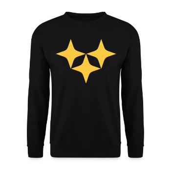Drei Sterne Gelb - Unisex Pullover - Schwarz - Vorne - Alina (178cm) & Michal (187cm)