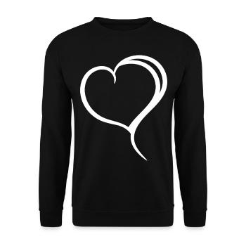 Cœur Blanc Simple - Sweat-shirt Unisexe - noir - Devant - Alina (178cm) & Michal (187cm)