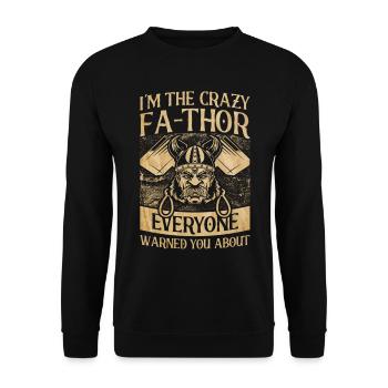 Fa-Thor Father Papa Dad - Unisex Sweatshirt - black - Front - Alina (178cm) & Michal (187cm)