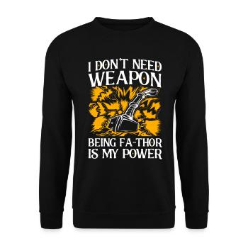 Fa-Thor Father Papa Dad - Unisex Sweatshirt - black - Front - Alina (178cm) & Michal (187cm)