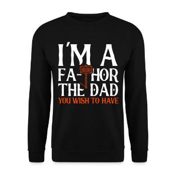 Fa-Thor Father Papa Dad - Unisex Sweatshirt - black - Front - Alina (178cm) & Michal (187cm)