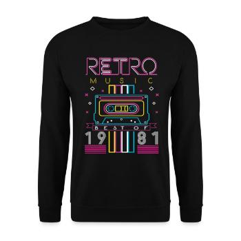 Best Of 1981 Retro Cassette Vintage Anniversaire - Sweat-shirt Unisexe - noir - Devant - Alina (178cm) & Michal (187cm)
