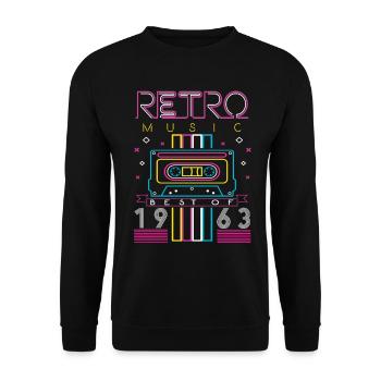 Best Of 1963 Retro Kassette Vintage Geburtstag - Unisex Pullover - Schwarz - Vorne - Alina (178cm) & Michal (187cm)