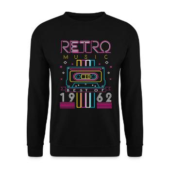 Best Of 1962 Retro Kassette Vintage Geburtstag - Unisex Pullover - Schwarz - Vorne - Alina (178cm) & Michal (187cm)