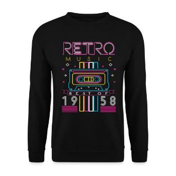 Best Of 1958 Retro Kassette Vintage Geburtstag - Unisex Pullover - Schwarz - Vorne - Alina (178cm) & Michal (187cm)