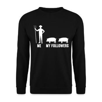 Me and my followers farmer pig pigs - Unisex Sweatshirt - black - Front - Alina (178cm) & Michal (187cm)