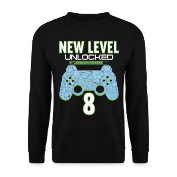 8 Years old 8 birthday outfit Gamer Gaming - Unisex Sweatshirt - black - Front - Alina (178cm) & Michal (187cm)