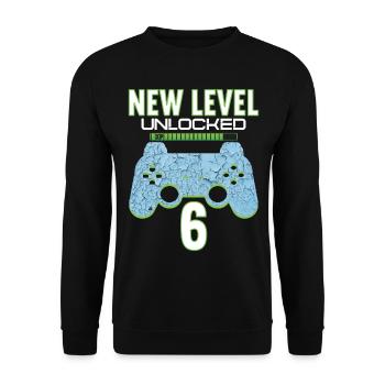 6 Years old 6 birthday outfit Gamer Gaming - Unisex Sweatshirt - black - Front - Alina (178cm) & Michal (187cm)
