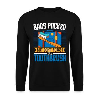 Taschen gepackt, aber die Zahnbürste nicht vergess - Unisex Pullover - Schwarz - Vorne - Alina (178cm) & Michal (187cm)
