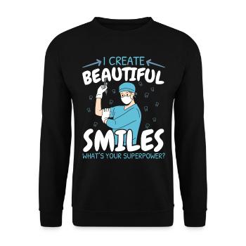 Je crée un beau sourire Qu’est-ce que votre Su - Sweat-shirt Unisexe - noir - Devant - Alina (178cm) & Michal (187cm)